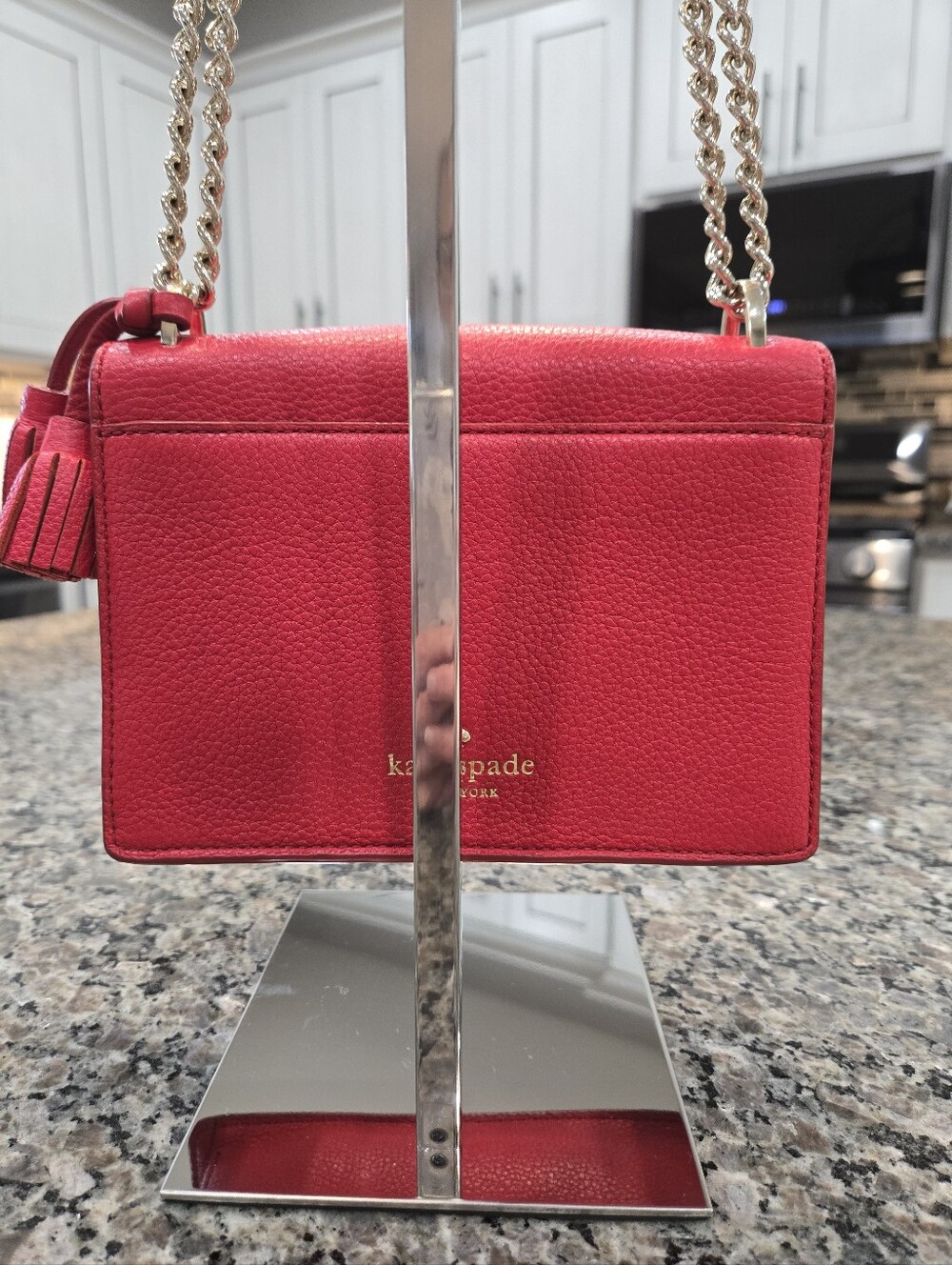 Kate Spade Hayes Street Pearl Hazel Scalloped Crossbody Bag - Royal Red - Picture 6 of 14